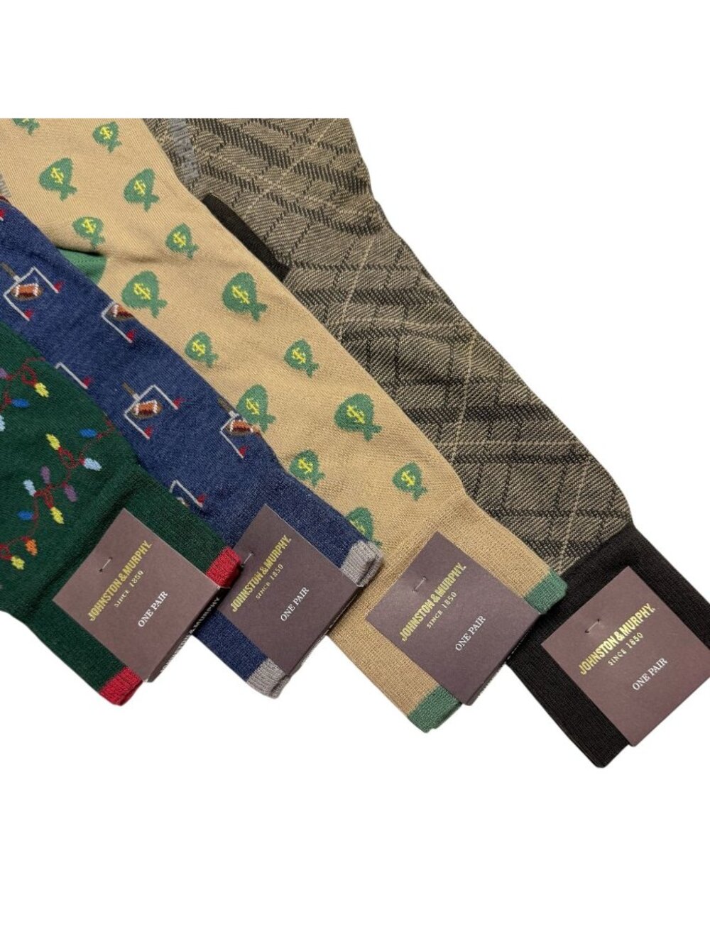 Lot of 4 NWT Johnston & Murphy Mens Patterned Dress Socks Fun Stylish Novelty